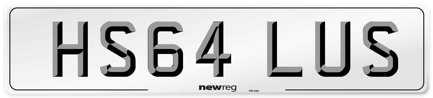 HS64 LUS Number Plate from New Reg